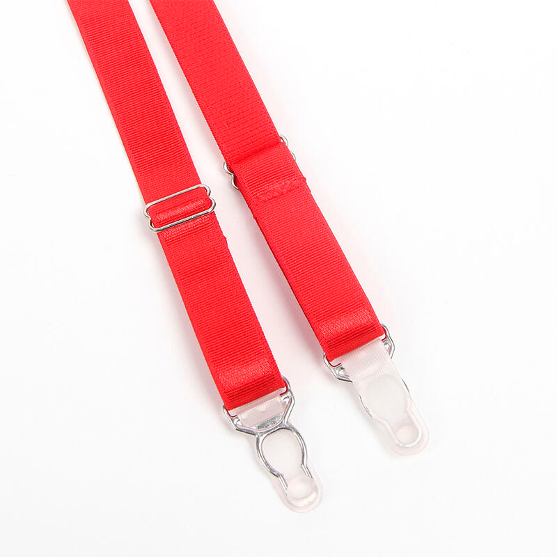 SUBBLIME - 955267 RED BONDAGE BRA AND GARTER BELT SET L/XL