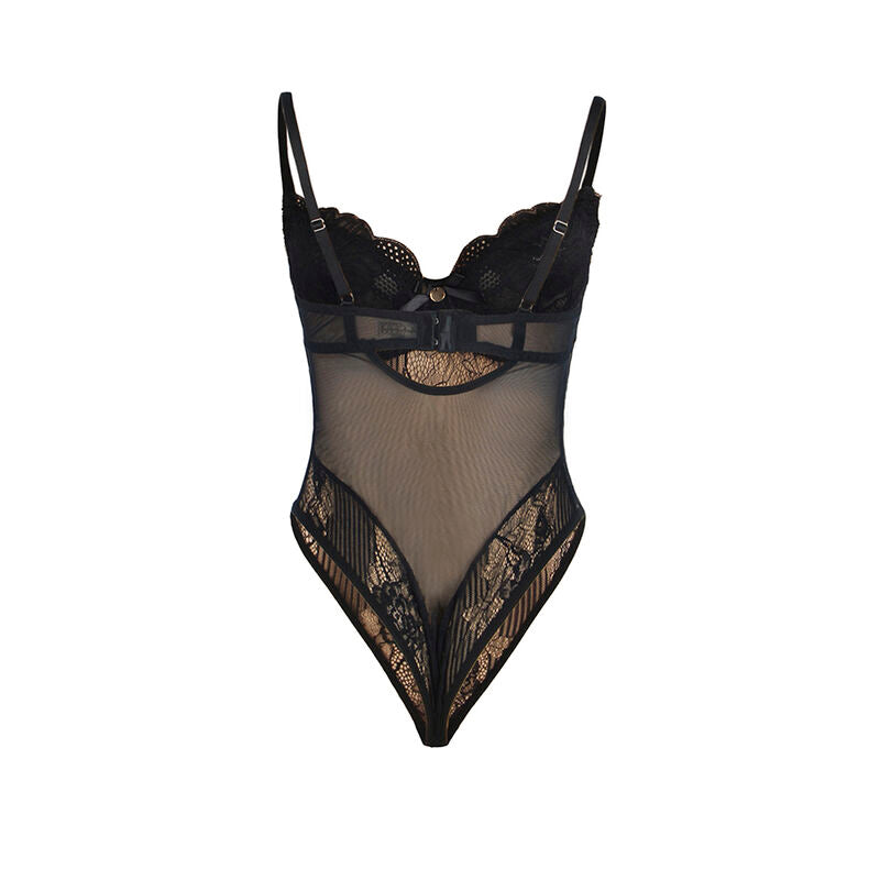 SUBBLIME - 955618 LACE BODYSUIT WITH LOWER CLOSURE BLACK S/M