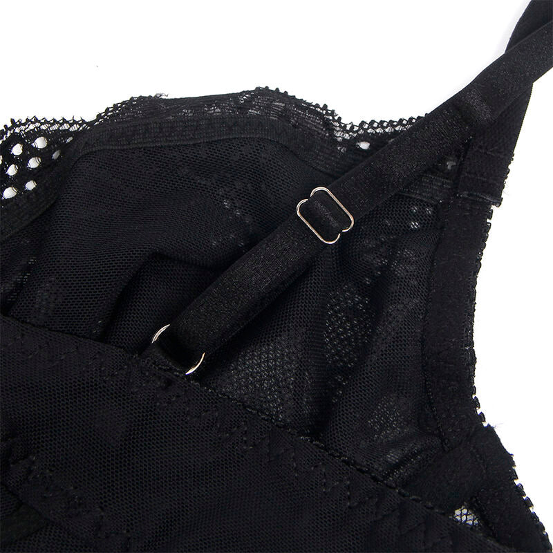 SUBBLIME - 955618 LACE BODYSUIT WITH LOWER CLOSURE BLACK S/M