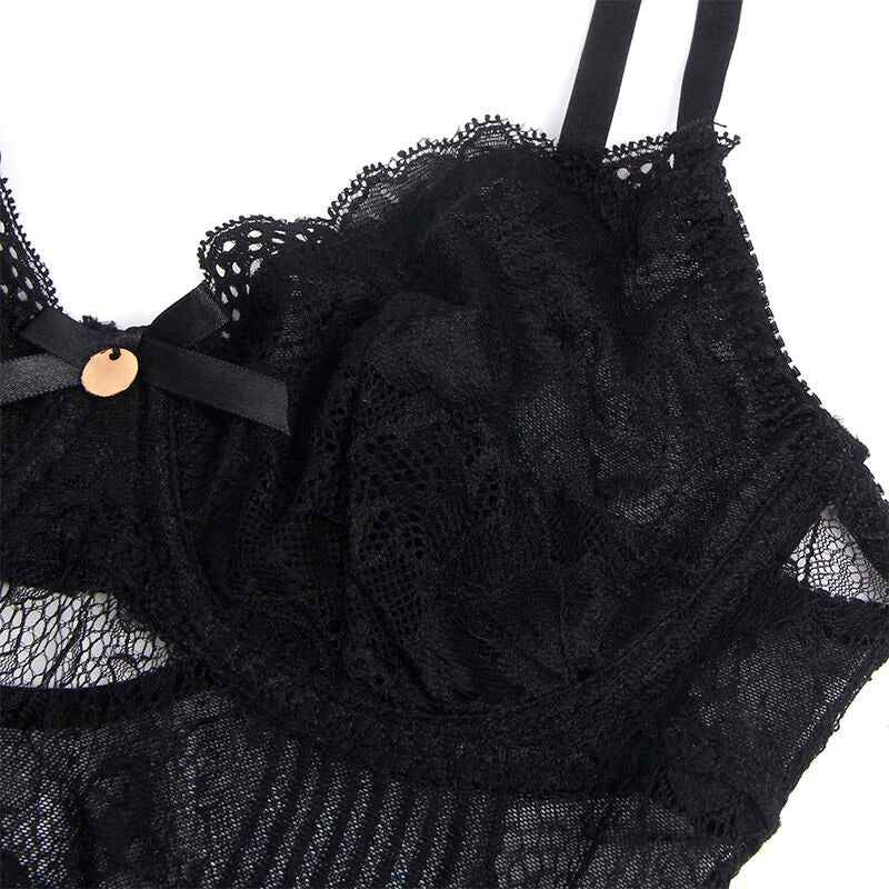SUBBLIME - 955625 LACE BODYSUIT WITH LOWER CLOSURE BLACK L/XL