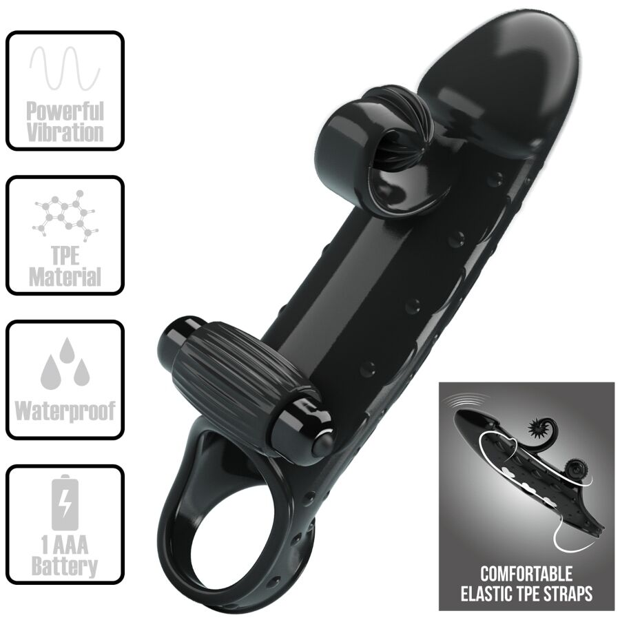 ROMANCE - BLACK VIBRATING PENIS SLEEVE
