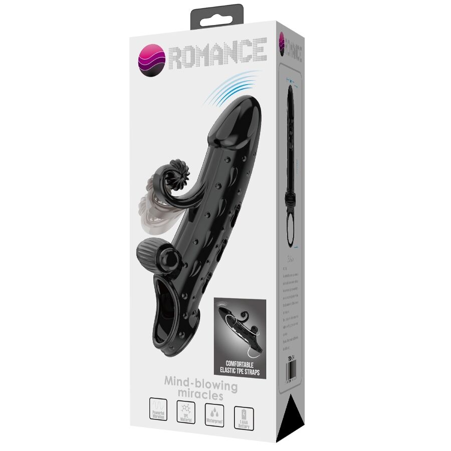 ROMANCE - BLACK VIBRATING PENIS SLEEVE