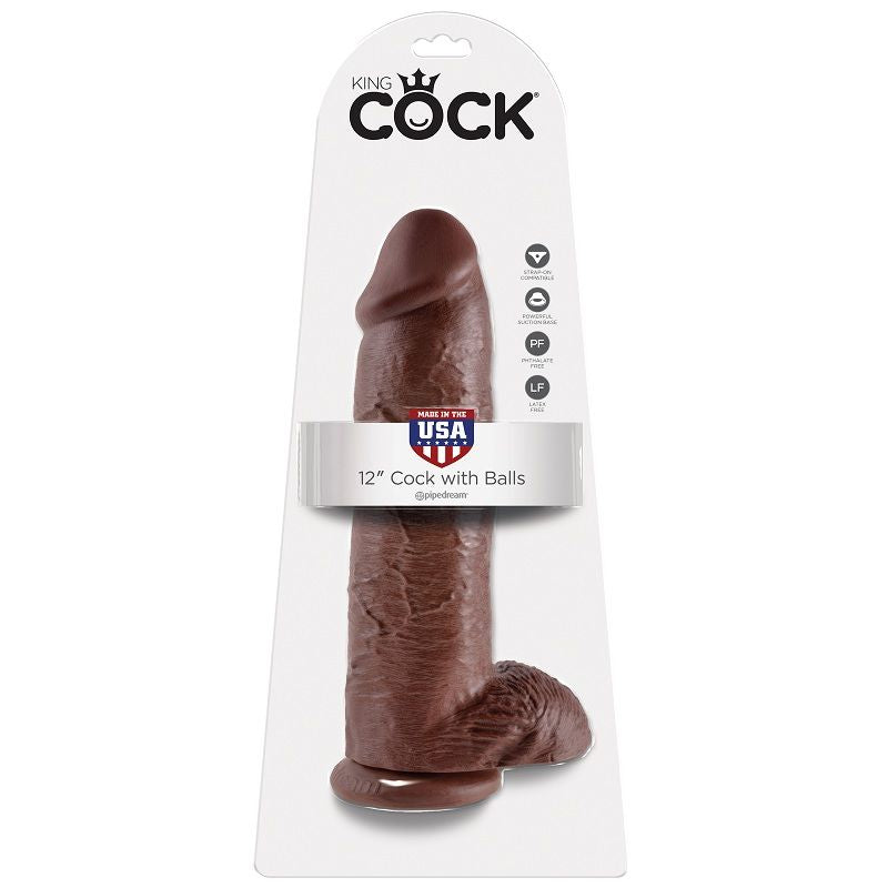 KING COCK - 12 PÉNIS RÉALISTES MARRON 30,48 CM
