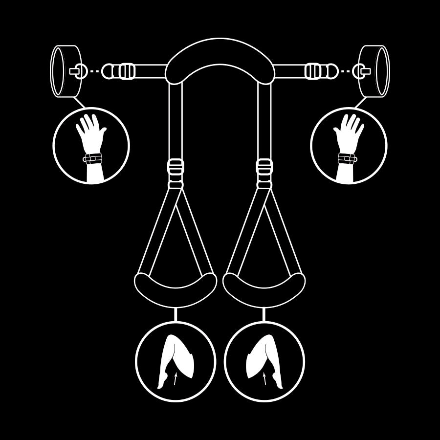 FETISH SUBMISSIVE - OPEN LEGS POSITION WITH NON-PRENE LINED HANDCUFFS