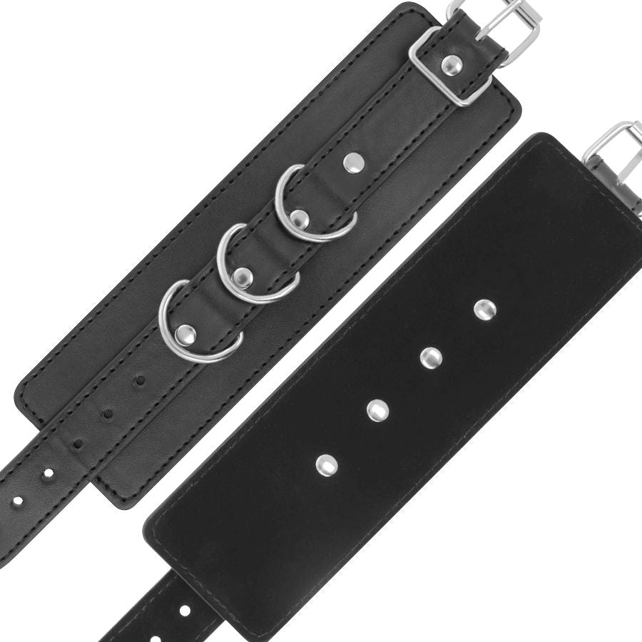 DARKNESS - ADJUSTABLE LEATHER ANKLE CUFFS BLACK