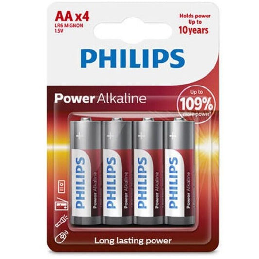 PHILIPS - BLISTER DE PILES ALCALINES POWER AA LR6*4