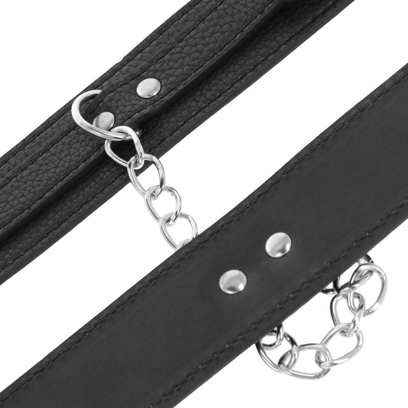 DARKNESS - BLACK LEATHER TEXTURE HANDCUFFS