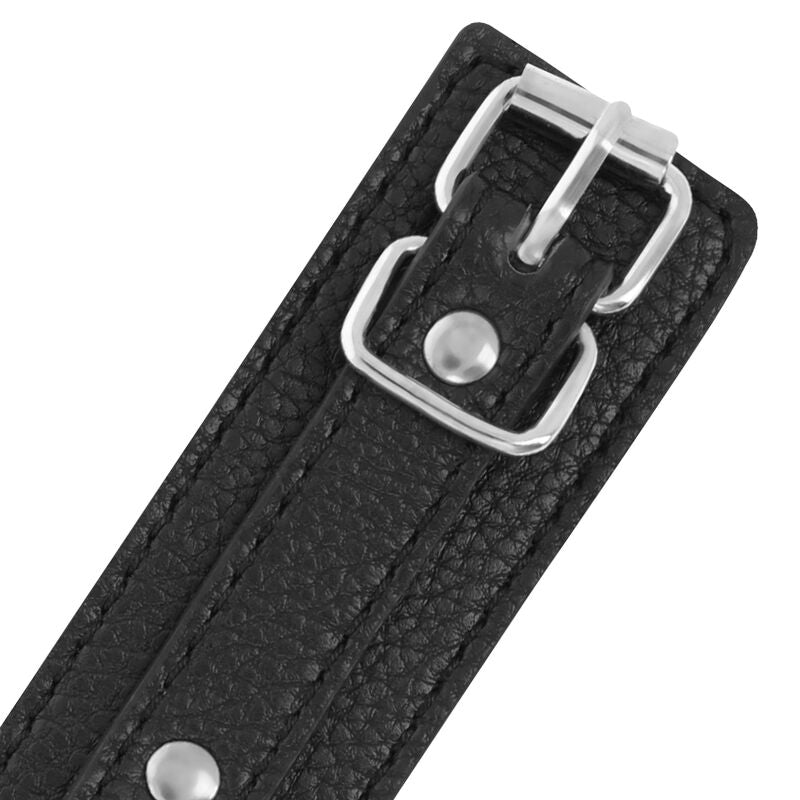 DARKNESS - BLACK LEATHER TEXTURE HANDCUFFS