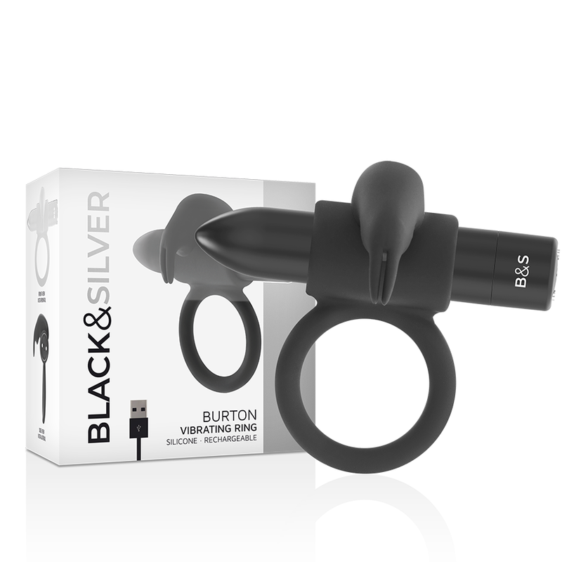 BLACK&amp;SILVER - BURTON RING 10 MODES DE VIBRATIONS NOIR