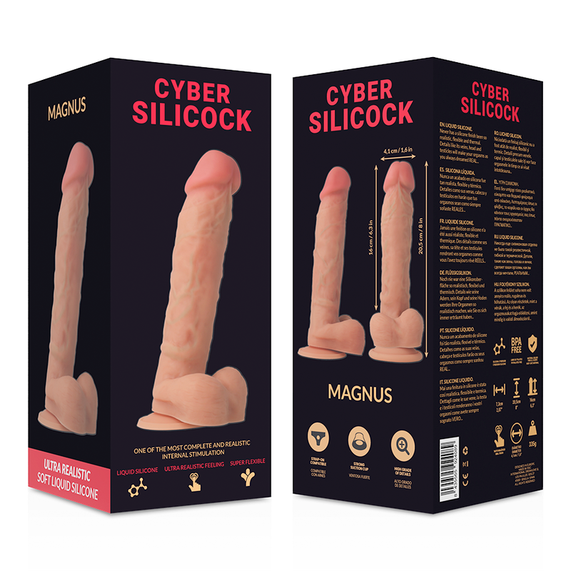 CYBER SILICOCK - SILICONE LIQUIDE MAGNUS RÉALISTE 20,5 CM -OU- 4,1 CM